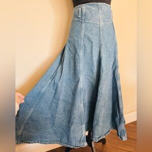 Vintage Blue Denim Maxi Skirt